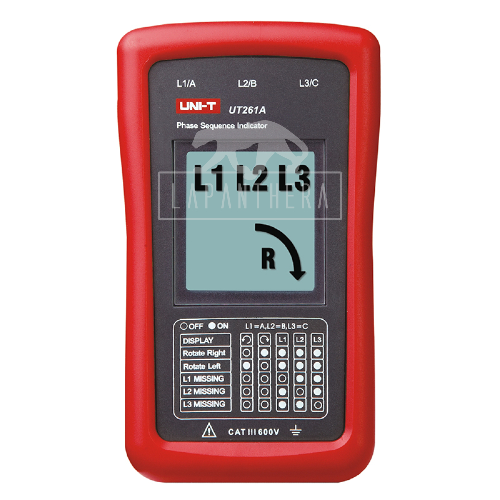 UNI-T UT261A ~ Fázis sorrend és motor forgásirány teszter ~ LCD kijelző